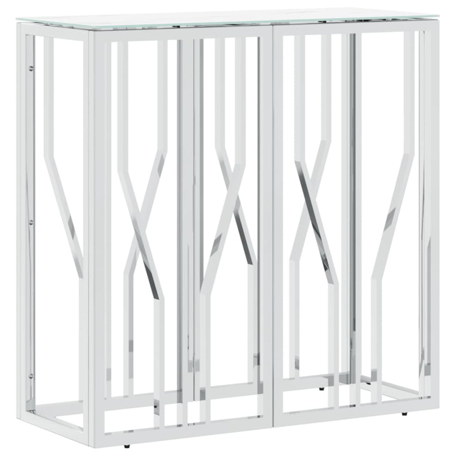 Wandtafel 70X30X70 Cm Roestvrij Staal En Glas Zilverkleurig 1 Zilver en wit