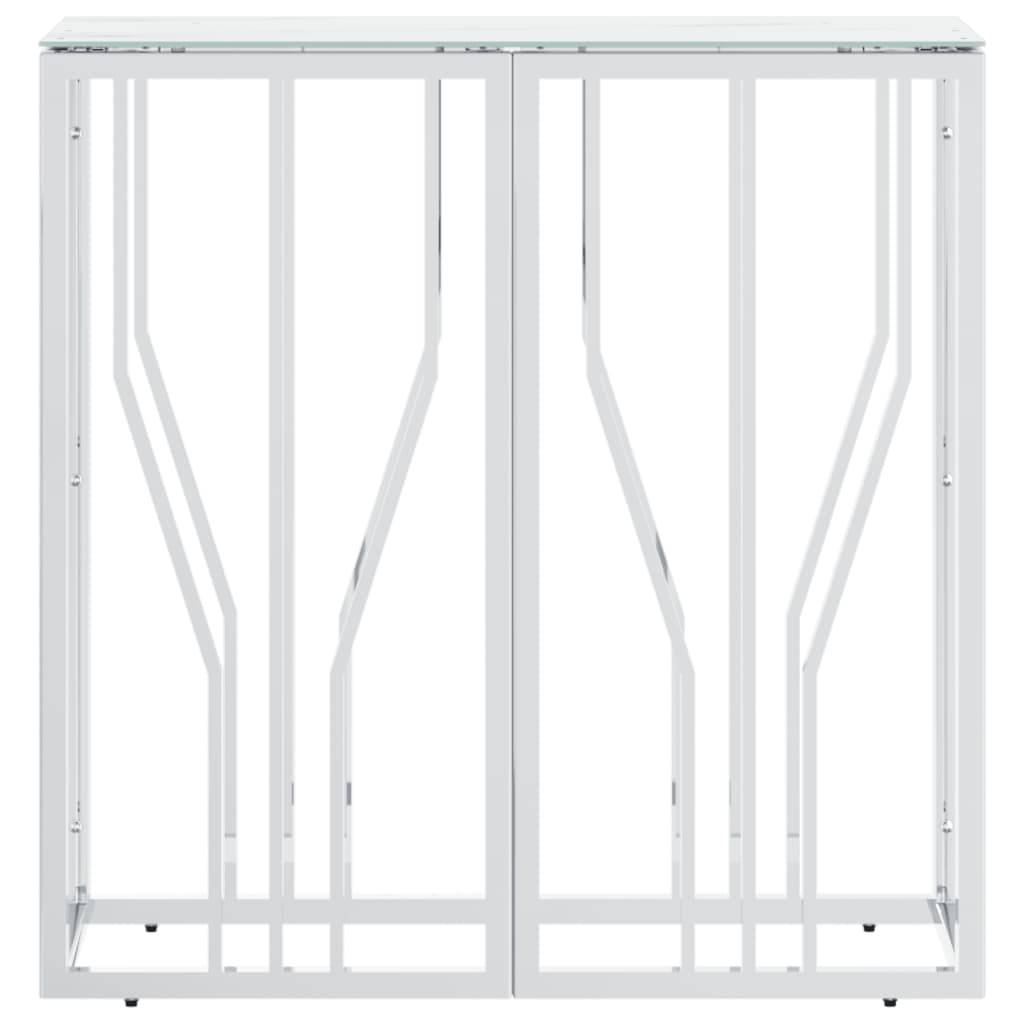 Wandtafel 70X30X70 Cm Roestvrij Staal En Glas Zilverkleurig 1 Zilver en wit