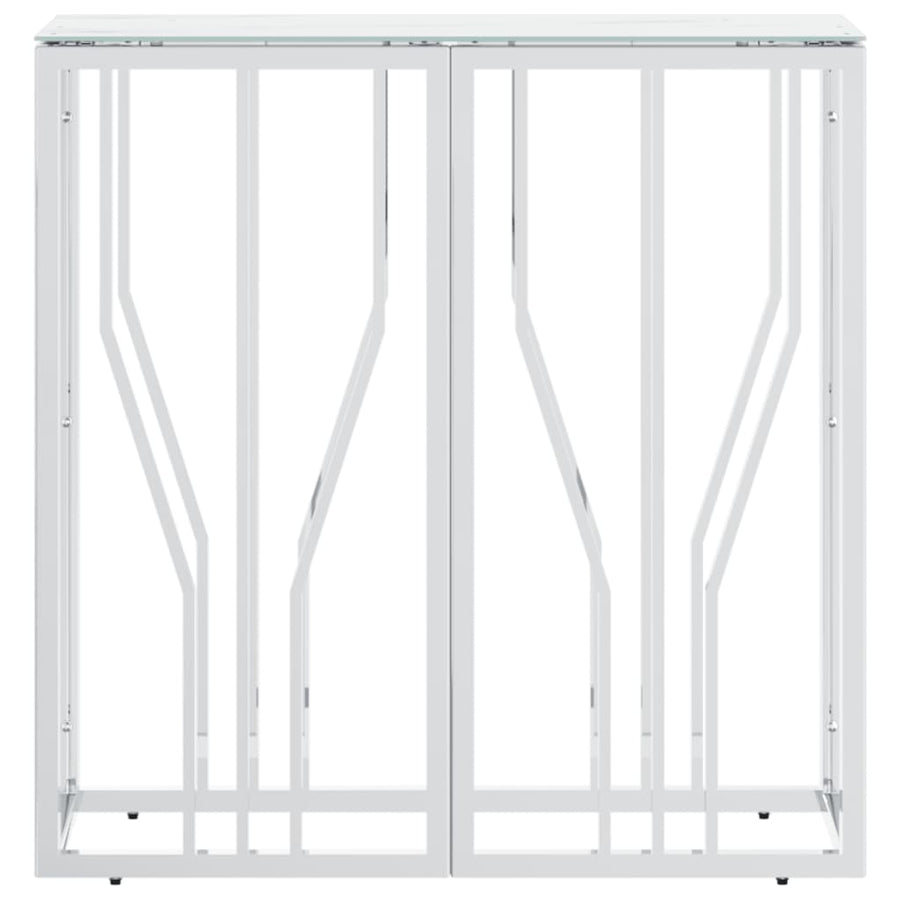 Wandtafel 70X30X70 Cm Roestvrij Staal En Glas Zilverkleurig 1 Zilver en wit