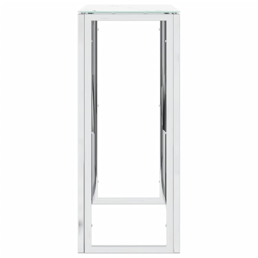 Wandtafel 70X30X70 Cm Roestvrij Staal En Glas Zilverkleurig 1 Zilver en wit