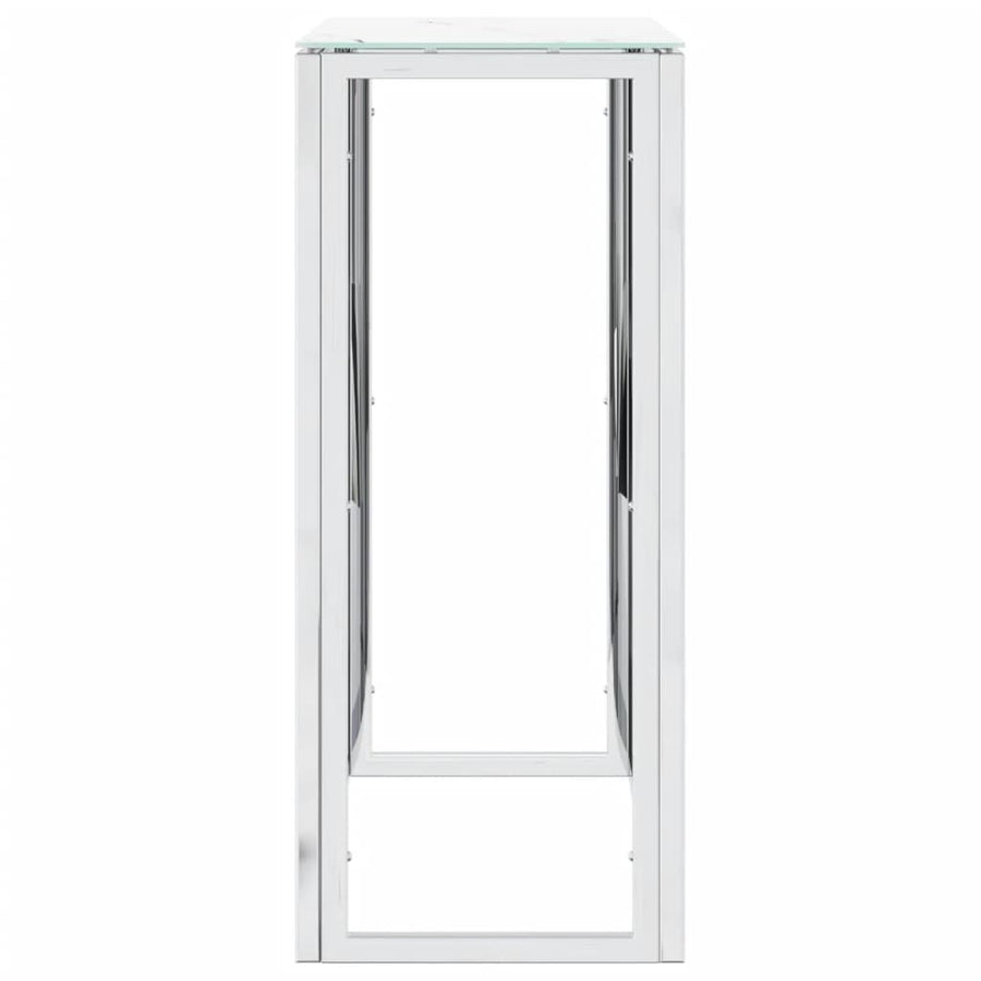 Wandtafel 70X30X70 Cm Roestvrij Staal En Glas Zilverkleurig 1 Zilver en wit