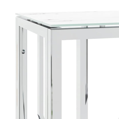 Wandtafel 70X30X70 Cm Roestvrij Staal En Glas Zilverkleurig 1 Zilver en wit