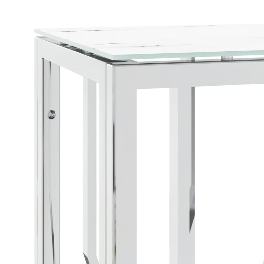 Wandtafel 70X30X70 Cm Roestvrij Staal En Glas Zilverkleurig 1 Zilver en wit