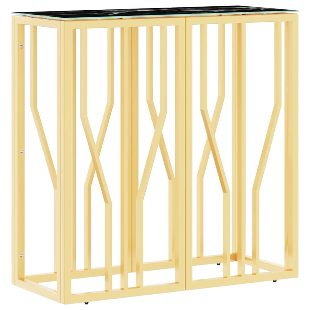 Wandtafel 70X30X70 Cm Roestvrij Staal En Glas Goudkleurig