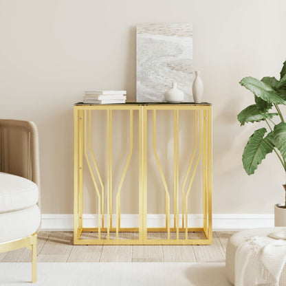 Wandtafel 70X30X70 Cm Roestvrij Staal En Glas Goudkleurig