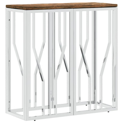 Wandtafel Roestvrij Staal En Massief Gerecycled Hout Zilver