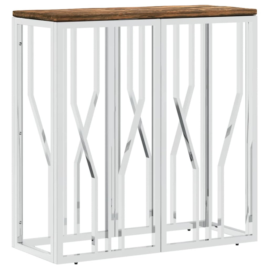 Wandtafel Roestvrij Staal En Massief Gerecycled Hout Zilver