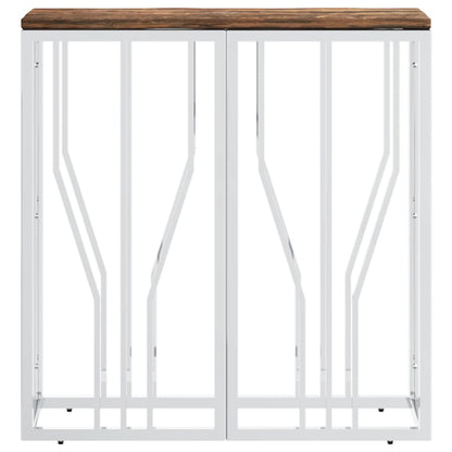 Wandtafel Roestvrij Staal En Massief Gerecycled Hout Zilver