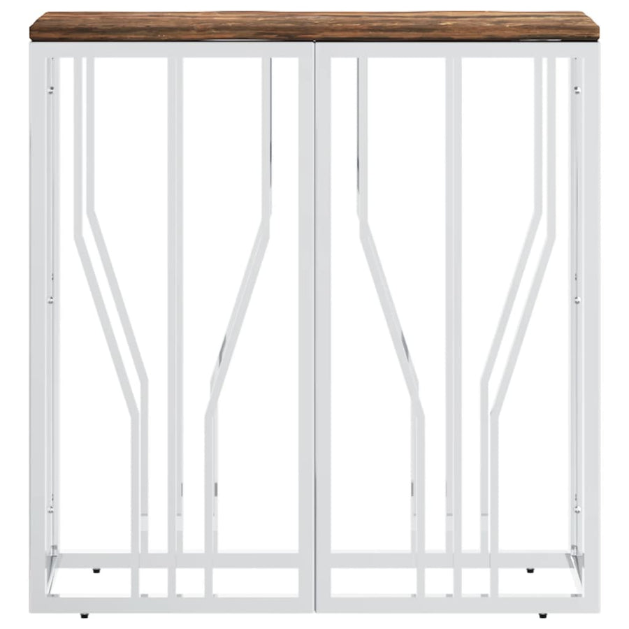 Wandtafel Roestvrij Staal En Massief Gerecycled Hout Zilver