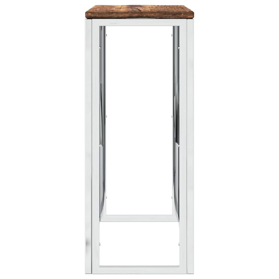 Wandtafel Roestvrij Staal En Massief Gerecycled Hout Zilver