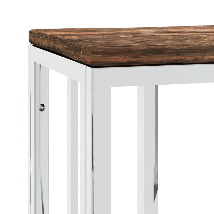 Wandtafel Roestvrij Staal En Massief Gerecycled Hout Zilver