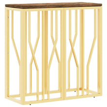 Wandtafel Roestvrij Staal En Massief Gerecycled Hout Goudkleur