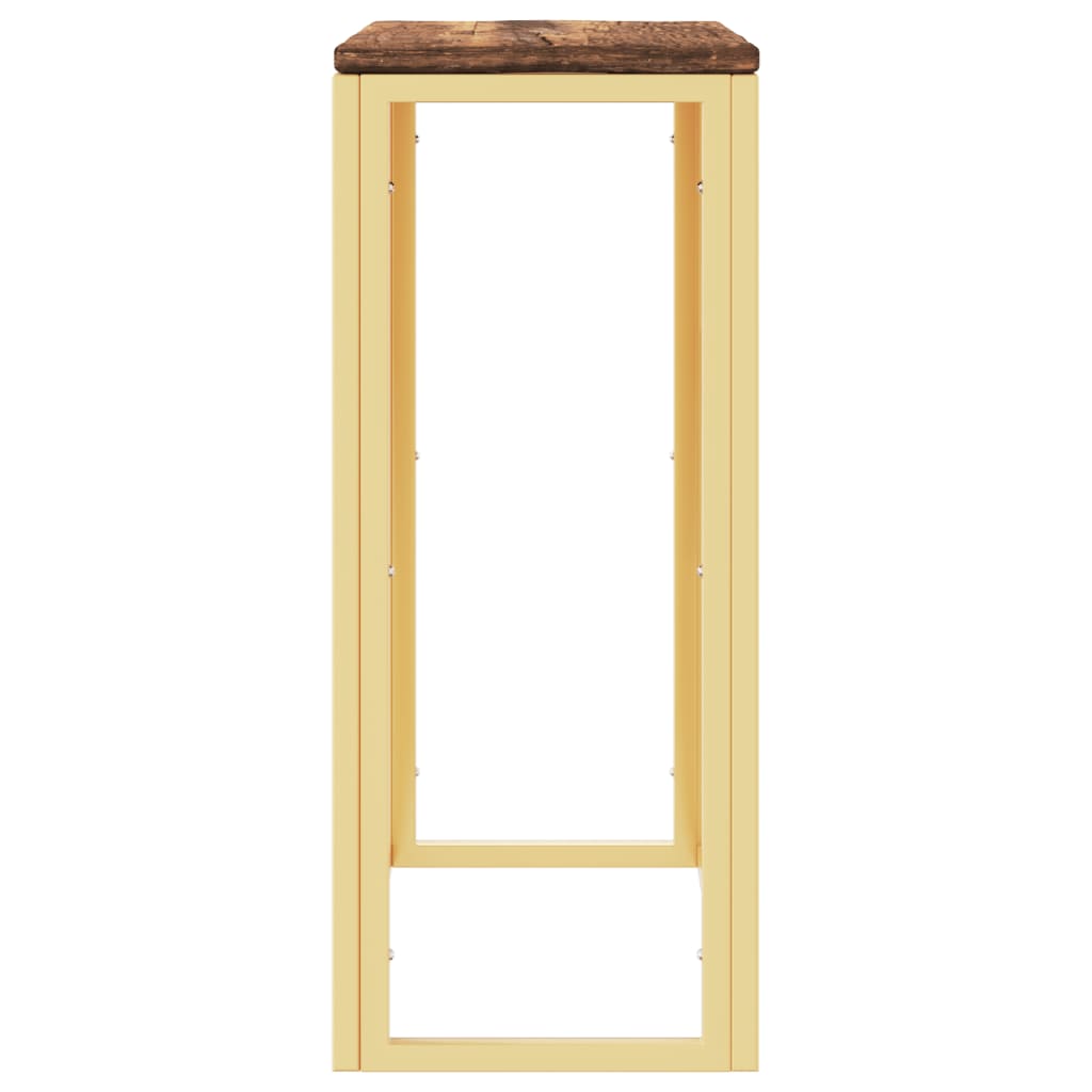 Wandtafel Roestvrij Staal En Massief Gerecycled Hout Goudkleur