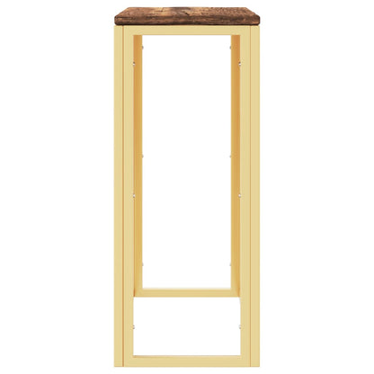 Wandtafel Roestvrij Staal En Massief Gerecycled Hout Goudkleur