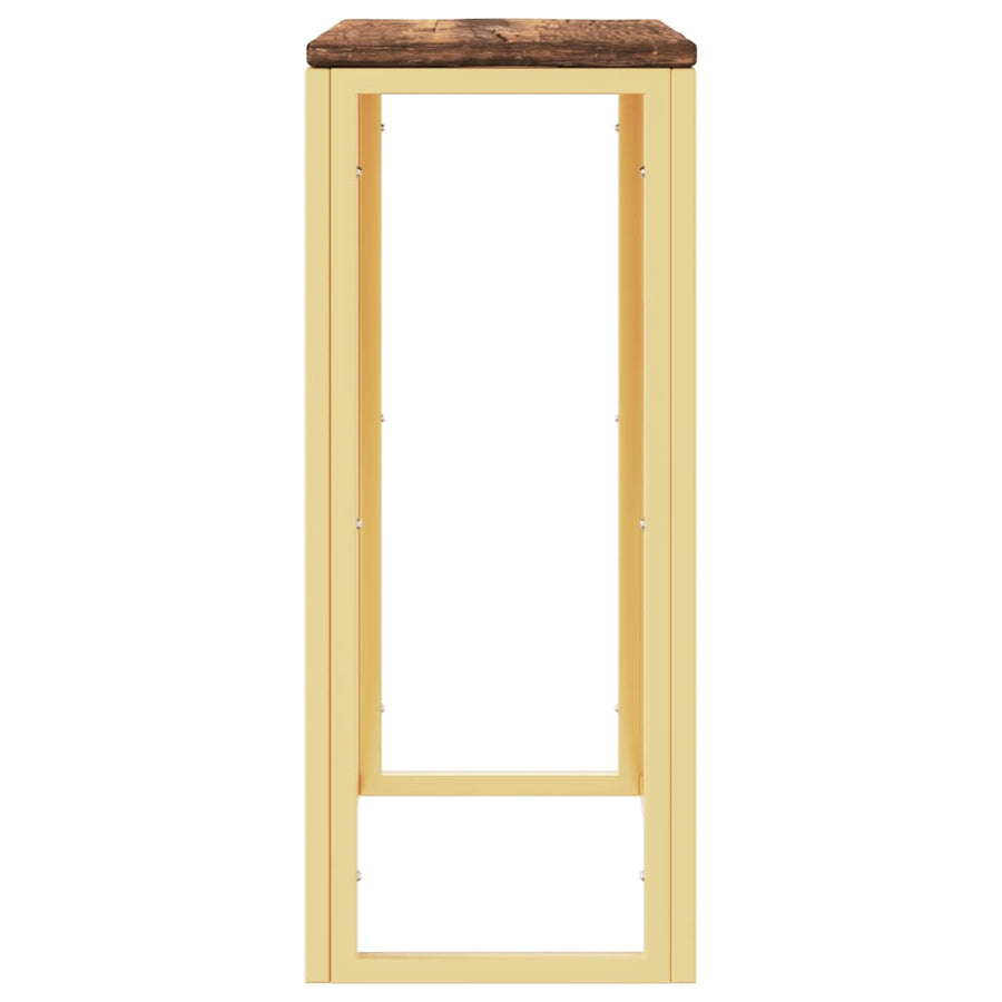 Wandtafel Roestvrij Staal En Massief Gerecycled Hout Goudkleur