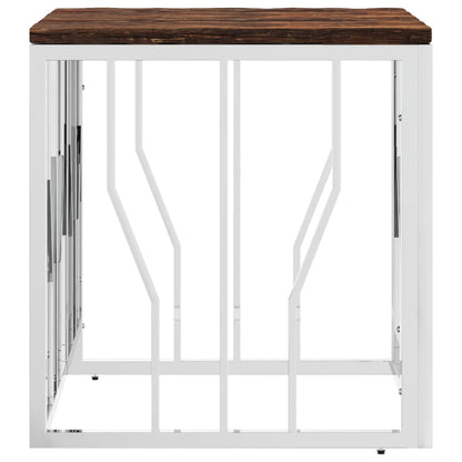 Salontafel Roestvrij Staal En Massief Gerecycled Zilver Hout