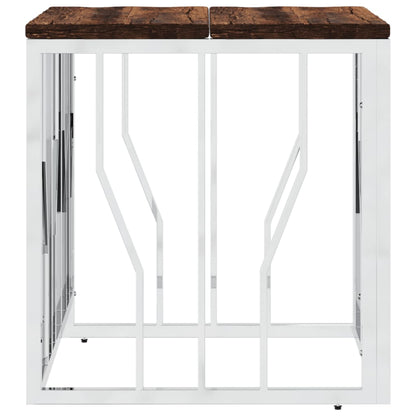 Salontafel Roestvrij Staal En Massief Gerecycled Zilver Hout