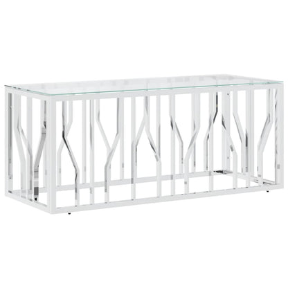 Salontafel 0X45X45 Cm Roestvrij Staal En Zilver Glas