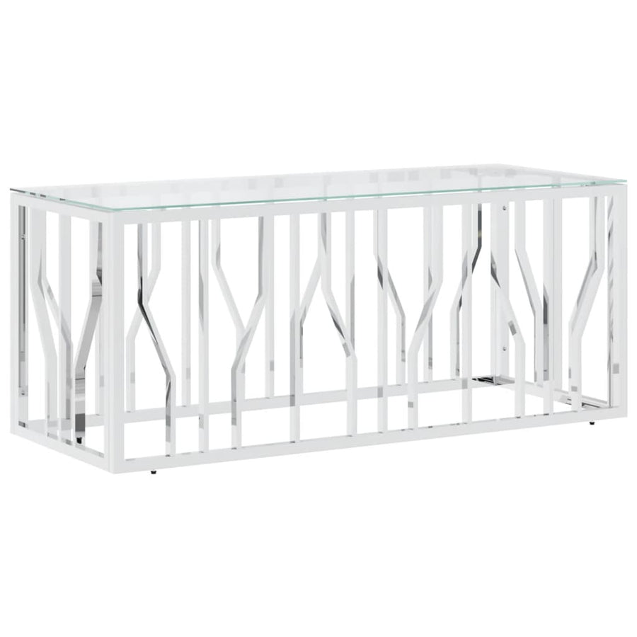 Salontafel 0X45X45 Cm Roestvrij Staal En Zilver Glas