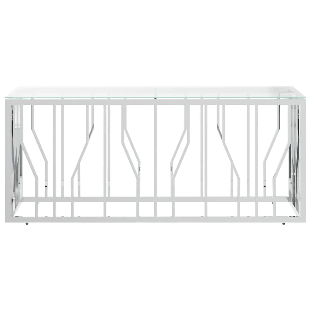 Salontafel 0X45X45 Cm Roestvrij Staal En Zilver Glas