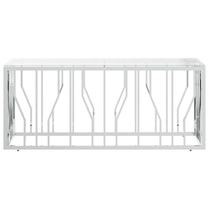 Salontafel 0X45X45 Cm Roestvrij Staal En Zilver Glas