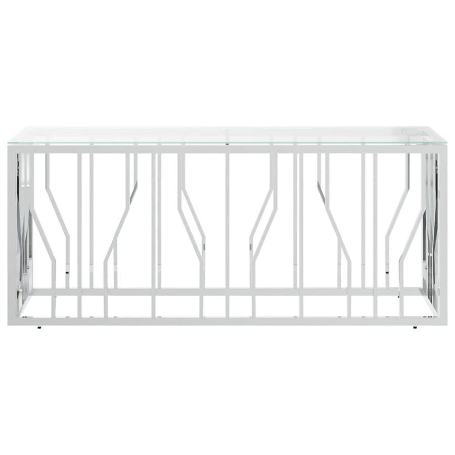 Salontafel 0X45X45 Cm Roestvrij Staal En Zilver Glas