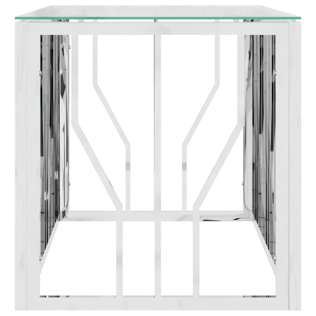 Salontafel 0X45X45 Cm Roestvrij Staal En Zilver Glas