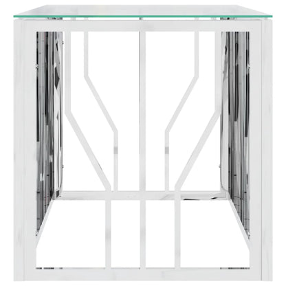 Salontafel 0X45X45 Cm Roestvrij Staal En Zilver Glas