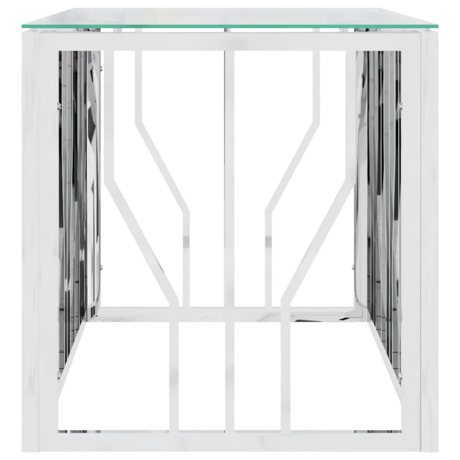 Salontafel 0X45X45 Cm Roestvrij Staal En Zilver Glas