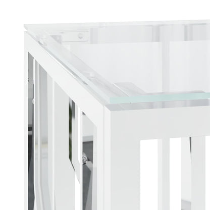 Salontafel 0X45X45 Cm Roestvrij Staal En Zilver Glas
