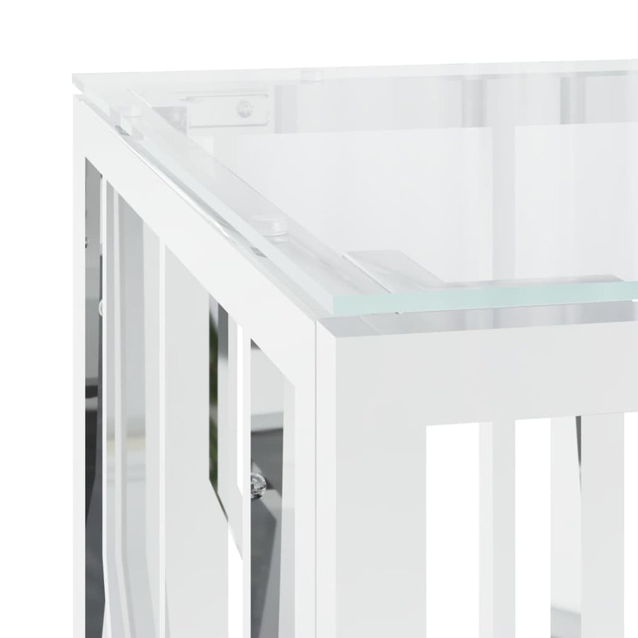 Salontafel 0X45X45 Cm Roestvrij Staal En Zilver Glas