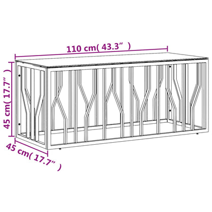 Salontafel 0X45X45 Cm Roestvrij Staal En Zilver Glas