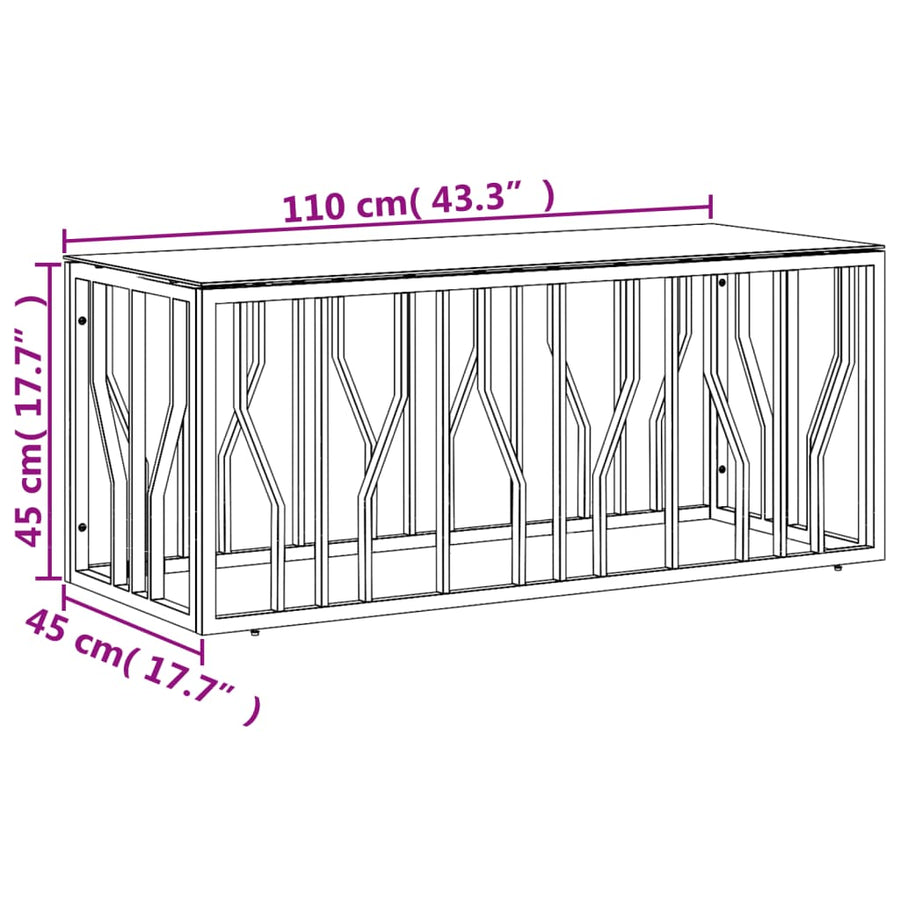 Salontafel 0X45X45 Cm Roestvrij Staal En Zilver Glas