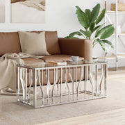 Salontafel 110x45x45 cm roestvrij staal glas
