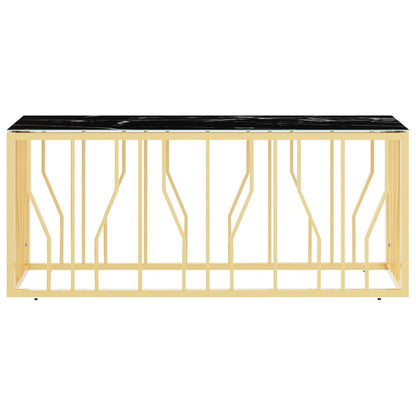 Salontafel 110x45x45 cm roestvrij staal en glas goudkleurig Goud en zwart Glas