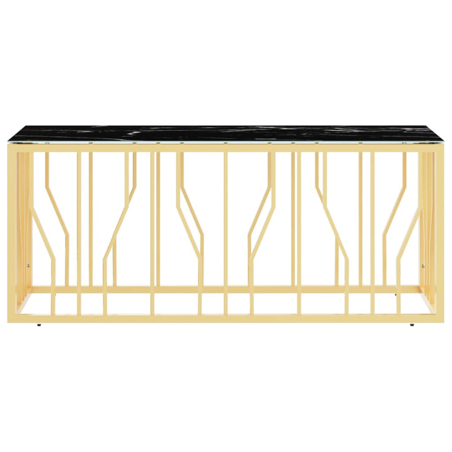 Salontafel 110x45x45 cm roestvrij staal en glas goudkleurig Goud en zwart Glas