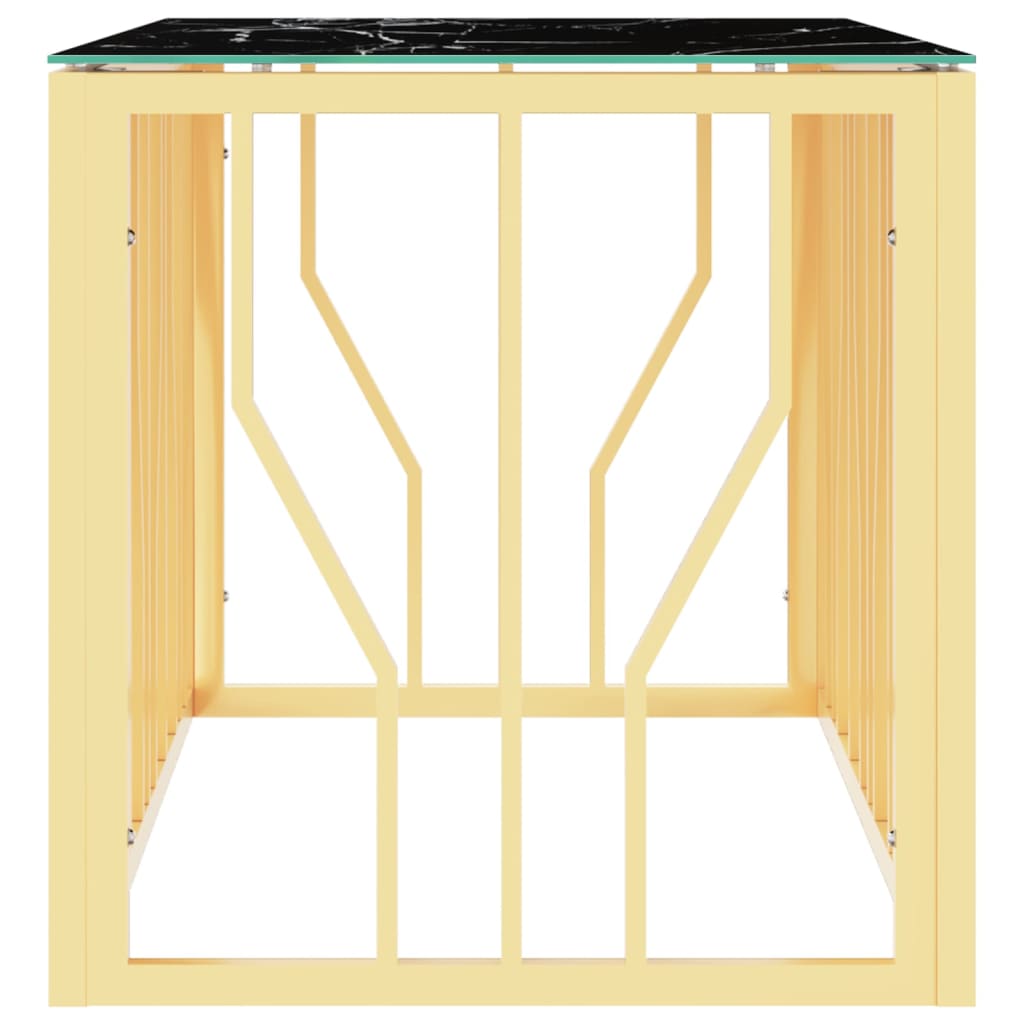 Salontafel 110x45x45 cm roestvrij staal en glas goudkleurig Goud en zwart Glas