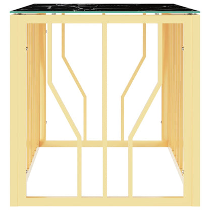 Salontafel 110x45x45 cm roestvrij staal en glas goudkleurig Goud en zwart Glas