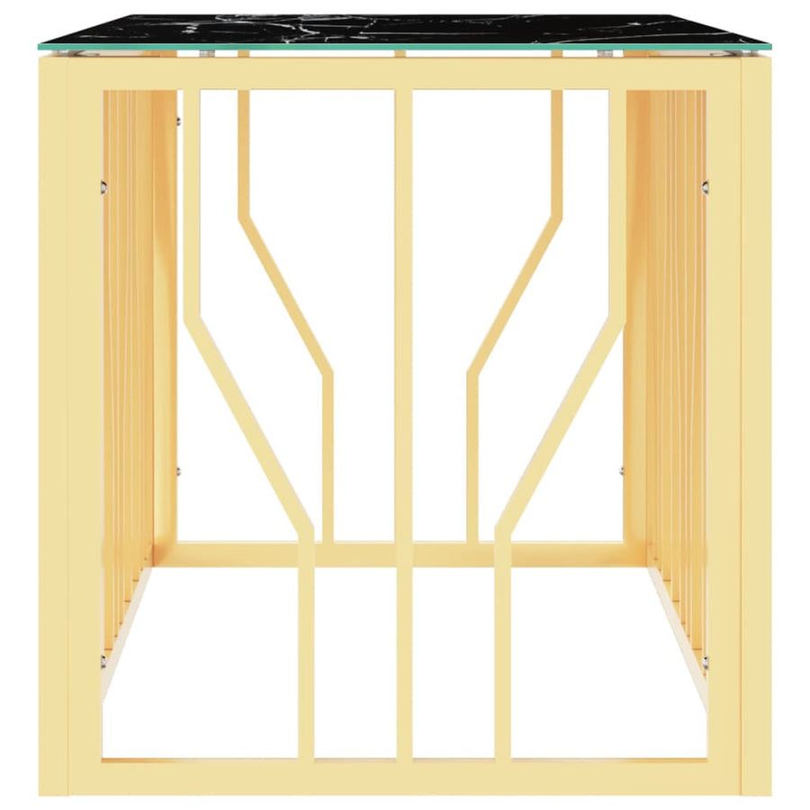 Salontafel 110x45x45 cm roestvrij staal en glas goudkleurig Goud en zwart Glas