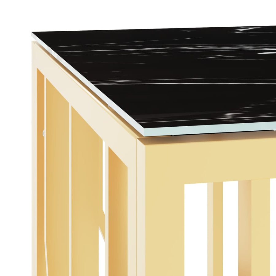 Salontafel 110x45x45 cm roestvrij staal en glas goudkleurig Goud en zwart Glas