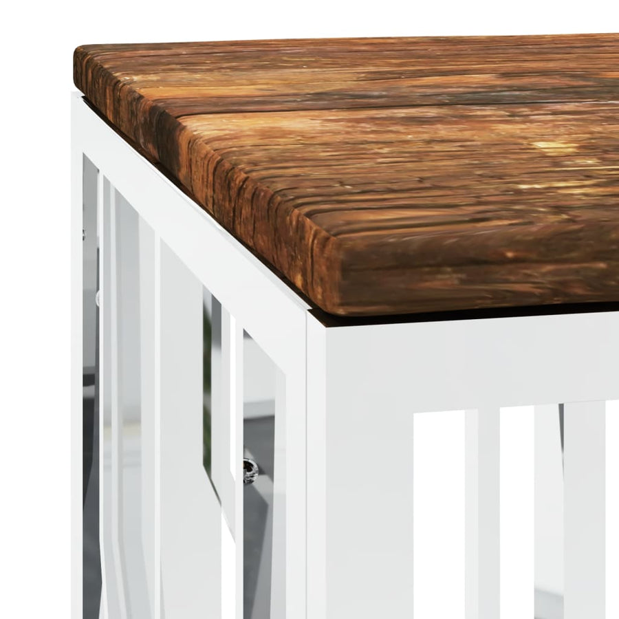 Salontafel Roestvrij Staal En Massief Hergebruikt Zilver Hout