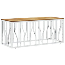 Salontafel Roestvrij Staal En Massief Acacia Zilverkleurig en bruin Hout