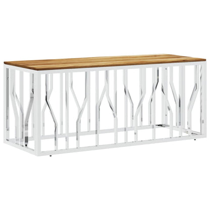 Salontafel Roestvrij Staal En Massief Acacia Zilverkleurig en bruin Hout