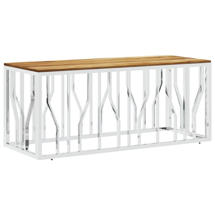 Salontafel Roestvrij Staal En Massief Acacia Zilverkleurig en bruin Hout