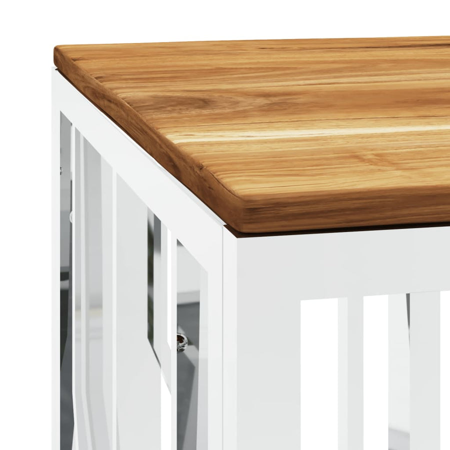 Salontafel Roestvrij Staal En Massief Acacia Zilverkleurig en bruin Hout