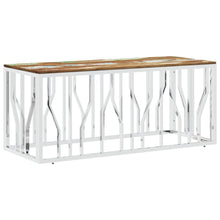 Salontafel Roestvrij Staal En Massief Gerecycled Zilver Multikleur Hout