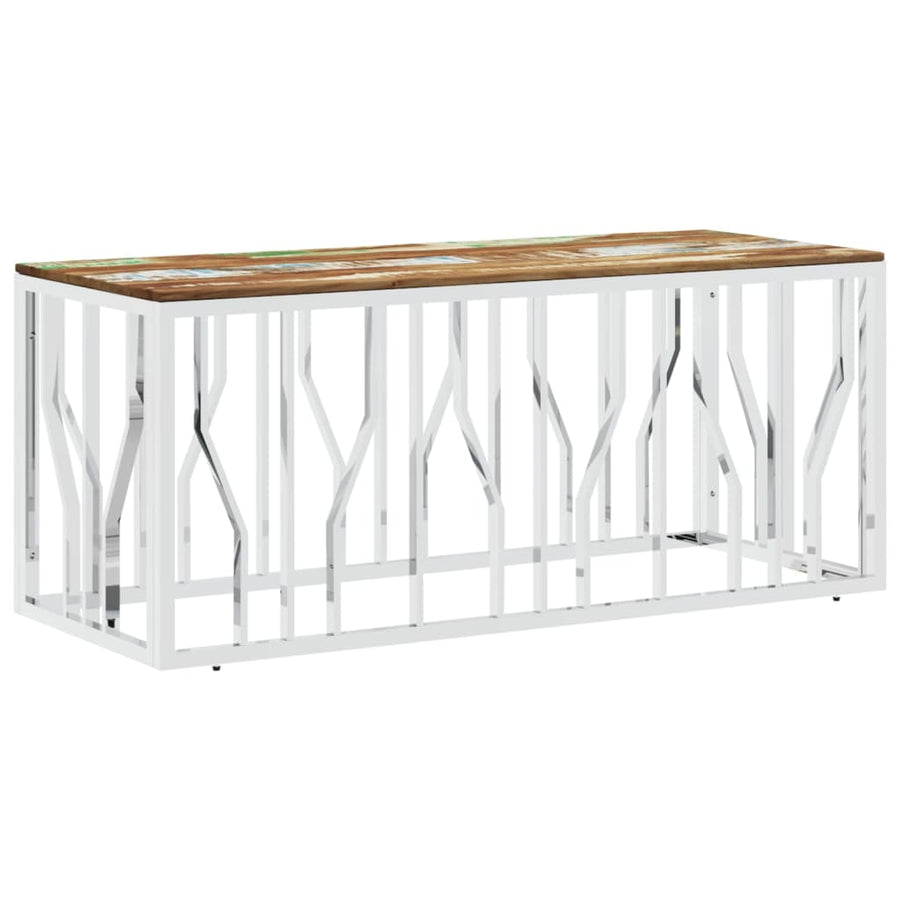 Salontafel Roestvrij Staal En Massief Gerecycled Zilver Multikleur Hout