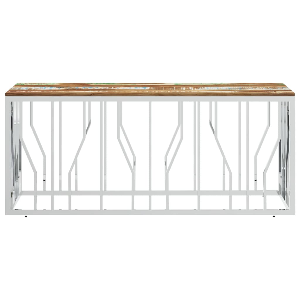 Salontafel Roestvrij Staal En Massief Gerecycled Zilver Multikleur Hout