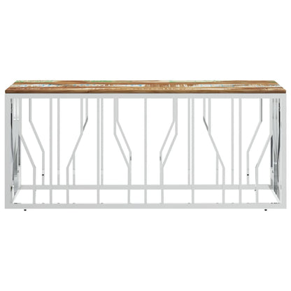 Salontafel Roestvrij Staal En Massief Gerecycled Zilver Multikleur Hout
