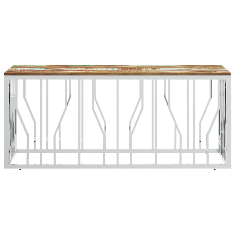 Salontafel Roestvrij Staal En Massief Gerecycled Zilver Multikleur Hout